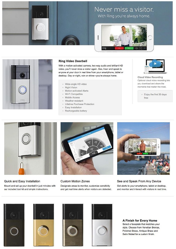 Ring Wireless Video Doorbell88RG001FC100 The Home Depot